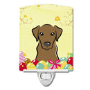 Chocolate Labrador Easter Egg Hunt Ceramic Night Light Compact, UL-Certified, Ideal for Bedroom, Bathroom, Nursery, Hallway, Kitchen, 6x4x3, Multicolor