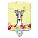 Italian Greyhound Easter Egg Hunt Ceramic Night Light Compact, UL-Certified, Ideal for Bedroom, Bathroom, Nursery, Hallway, Kitchen, 6x4x3, Multicolor