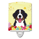 Bernese Mountain Dog Easter Egg Hunt Ceramic Night Light Compact, UL-Certified, Ideal for Bedroom, Bathroom, Nursery, Hallway, Kitchen, 6x4x3, Multicolor