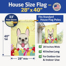 French Bulldog Easter Egg Hunt House Flag 28x40 Porch Sleeve Pole Decorative Outside Yard Banner Artwork Wall Hanging, Polyester