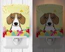 Beagle Easter Egg Hunt Ceramic Night Light Compact, UL-Certified, Ideal for Bedroom, Bathroom, Nursery, Hallway, Kitchen, 6x4x3, Multicolor