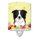 Border Collie Easter Egg Hunt Ceramic Night Light Compact, UL-Certified, Ideal for Bedroom, Bathroom, Nursery, Hallway, Kitchen, 6x4x3, Multicolor