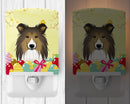 Sheltie Easter Egg Hunt Ceramic Night Light Compact, UL-Certified, Ideal for Bedroom, Bathroom, Nursery, Hallway, Kitchen, 6x4x3, Multicolor