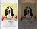 Basset Hound Easter Egg Hunt Ceramic Night Light Compact, UL-Certified, Ideal for Bedroom, Bathroom, Nursery, Hallway, Kitchen, 6x4x3, Multicolor