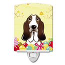 Basset Hound Easter Egg Hunt Ceramic Night Light Compact, UL-Certified, Ideal for Bedroom, Bathroom, Nursery, Hallway, Kitchen, 6x4x3, Multicolor