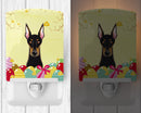Doberman Easter Egg Hunt Ceramic Night Light Compact, UL-Certified, Ideal for Bedroom, Bathroom, Nursery, Hallway, Kitchen, 6x4x3, Multicolor