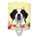 Saint Bernard Easter Egg Hunt Ceramic Night Light Compact, UL-Certified, Ideal for Bedroom, Bathroom, Nursery, Hallway, Kitchen, 6x4x3, Multicolor