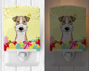 Wire Haired Fox Terrier Easter Egg Hunt Ceramic Night Light Compact, UL-Certified, Ideal for Bedroom, Bathroom, Nursery, Hallway, Kitchen, 6x4x3, Multicolor