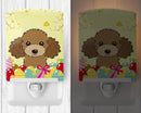 Chocolate Brown Poodle Easter Egg Hunt Ceramic Night Light Compact, UL-Certified, Ideal for Bedroom, Bathroom, Nursery, Hallway, Kitchen, 6x4x3, Multicolor