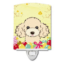 Buff Poodle Easter Egg Hunt Ceramic Night Light Compact, UL-Certified, Ideal for Bedroom, Bathroom, Nursery, Hallway, Kitchen, 6x4x3, Multicolor
