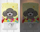 Silver Gray Poodle Easter Egg Hunt Ceramic Night Light Compact, UL-Certified, Ideal for Bedroom, Bathroom, Nursery, Hallway, Kitchen, 6x4x3, Multicolor