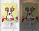 Jack Russell Terrier Easter Egg Hunt Ceramic Night Light Compact, UL-Certified, Ideal for Bedroom, Bathroom, Nursery, Hallway, Kitchen, 6x4x3, Multicolor