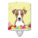 Jack Russell Terrier Easter Egg Hunt Ceramic Night Light Compact, UL-Certified, Ideal for Bedroom, Bathroom, Nursery, Hallway, Kitchen, 6x4x3, Multicolor