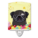 Black Pug Easter Egg Hunt Ceramic Night Light Compact, UL-Certified, Ideal for Bedroom, Bathroom, Nursery, Hallway, Kitchen, 6x4x3, Multicolor