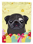 Black Pug Easter Egg Hunt Garden Flag - Outdoor Decorative Yard Flag BB1945GF