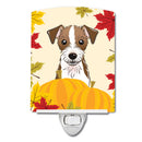Jack Russell Terrier Thanksgiving Ceramic Night Light Compact, UL-Certified, Ideal for Bedroom, Bathroom, Nursery, Hallway, Kitchen, 6x4x3, Multicolor