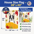 Boston Terrier Thanksgiving House Flag 28x40 Porch Sleeve Pole Decorative Outside Yard Banner Artwork Wall Hanging, Polyester