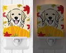 Golden Retriever Thanksgiving Ceramic Night Light Compact, UL-Certified, Ideal for Bedroom, Bathroom, Nursery, Hallway, Kitchen, 6x4x3, Multicolor