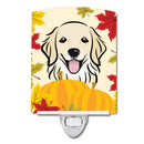 Golden Retriever Thanksgiving Ceramic Night Light Compact, UL-Certified, Ideal for Bedroom, Bathroom, Nursery, Hallway, Kitchen, 6x4x3, Multicolor