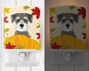 Schnauzer Thanksgiving Ceramic Night Light Compact, UL-Certified, Ideal for Bedroom, Bathroom, Nursery, Hallway, Kitchen, 6x4x3, Multicolor
