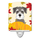 Schnauzer Thanksgiving Ceramic Night Light Compact, UL-Certified, Ideal for Bedroom, Bathroom, Nursery, Hallway, Kitchen, 6x4x3, Multicolor