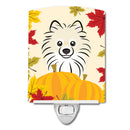 Pomeranian Thanksgiving Ceramic Night Light Compact, UL-Certified, Ideal for Bedroom, Bathroom, Nursery, Hallway, Kitchen, 6x4x3, Multicolor