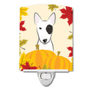 Bull Terrier Thanksgiving Ceramic Night Light Compact, UL-Certified, Ideal for Bedroom, Bathroom, Nursery, Hallway, Kitchen, 6x4x3, Multicolor