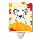 Dalmatian Thanksgiving Ceramic Night Light Compact, UL-Certified, Ideal for Bedroom, Bathroom, Nursery, Hallway, Kitchen, 6x4x3, Multicolor