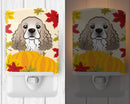 Cocker Spaniel Thanksgiving Ceramic Night Light Compact, UL-Certified, Ideal for Bedroom, Bathroom, Nursery, Hallway, Kitchen, 6x4x3, Multicolor