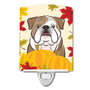 English Bulldog Thanksgiving Ceramic Night Light Compact, UL-Certified, Ideal for Bedroom, Bathroom, Nursery, Hallway, Kitchen, 6x4x3, Multicolor