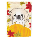 Pekingese Thanksgiving House Flag 28x40 Porch Sleeve Pole Decorative Outside Yard Banner Artwork Wall Hanging, Polyester