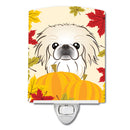 Pekingese Thanksgiving Ceramic Night Light Compact, UL-Certified, Ideal for Bedroom, Bathroom, Nursery, Hallway, Kitchen, 6x4x3, Multicolor