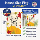 Yellow Labrador Thanksgiving House Flag 28x40 Porch Sleeve Pole Decorative Outside Yard Banner Artwork Wall Hanging, Polyester