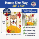 Shiba Inu Thanksgiving House Flag 28x40 Porch Sleeve Pole Decorative Outside Yard Banner Artwork Wall Hanging, Polyester