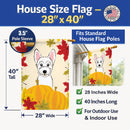 Westie Thanksgiving House Flag 28x40 Porch Sleeve Pole Decorative Outside Yard Banner Artwork Wall Hanging, Polyester