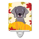 Weimaraner Thanksgiving Ceramic Night Light Compact, UL-Certified, Ideal for Bedroom, Bathroom, Nursery, Hallway, Kitchen, 6x4x3, Multicolor