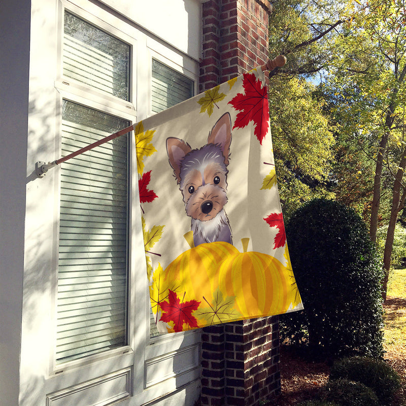 Yorkie Puppy Thanksgiving Flag Canvas House Size BB2038CHF