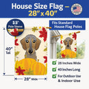 Wirehaired Dachshund Thanksgiving House Flag 28x40 Porch Sleeve Pole Decorative Outside Yard Banner Artwork Wall Hanging, Polyester