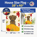 Chocolate Labrador Thanksgiving House Flag 28x40 Porch Sleeve Pole Decorative Outside Yard Banner Artwork Wall Hanging, Polyester