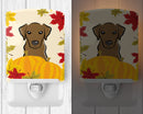 Chocolate Labrador Thanksgiving Ceramic Night Light Compact, UL-Certified, Ideal for Bedroom, Bathroom, Nursery, Hallway, Kitchen, 6x4x3, Multicolor