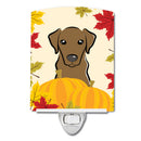 Chocolate Labrador Thanksgiving Ceramic Night Light Compact, UL-Certified, Ideal for Bedroom, Bathroom, Nursery, Hallway, Kitchen, 6x4x3, Multicolor