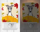 Italian Greyhound Thanksgiving Ceramic Night Light Compact, UL-Certified, Ideal for Bedroom, Bathroom, Nursery, Hallway, Kitchen, 6x4x3, Multicolor
