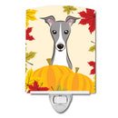 Italian Greyhound Thanksgiving Ceramic Night Light Compact, UL-Certified, Ideal for Bedroom, Bathroom, Nursery, Hallway, Kitchen, 6x4x3, Multicolor