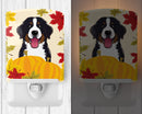 Bernese Mountain Dog Thanksgiving Ceramic Night Light Compact, UL-Certified, Ideal for Bedroom, Bathroom, Nursery, Hallway, Kitchen, 6x4x3, Multicolor