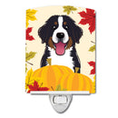 Bernese Mountain Dog Thanksgiving Ceramic Night Light Compact, UL-Certified, Ideal for Bedroom, Bathroom, Nursery, Hallway, Kitchen, 6x4x3, Multicolor