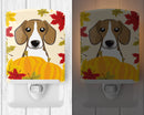 Beagle Thanksgiving Ceramic Night Light Compact, UL-Certified, Ideal for Bedroom, Bathroom, Nursery, Hallway, Kitchen, 6x4x3, Multicolor