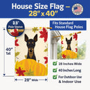Min Pin Thanksgiving House Flag 28x40 Porch Sleeve Pole Decorative Outside Yard Banner Artwork Wall Hanging, Polyester