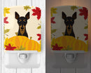 Min Pin Thanksgiving Ceramic Night Light Compact, UL-Certified, Ideal for Bedroom, Bathroom, Nursery, Hallway, Kitchen, 6x4x3, Multicolor