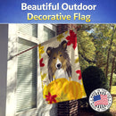 Sheltie Thanksgiving House Flag 28x40 Porch Sleeve Pole Decorative Outside Yard Banner Artwork Wall Hanging, Polyester