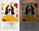 Basset Hound Thanksgiving Ceramic Night Light Compact, UL-Certified, Ideal for Bedroom, Bathroom, Nursery, Hallway, Kitchen, 6x4x3, Multicolor